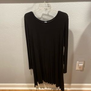 Simple long sleeve black dress